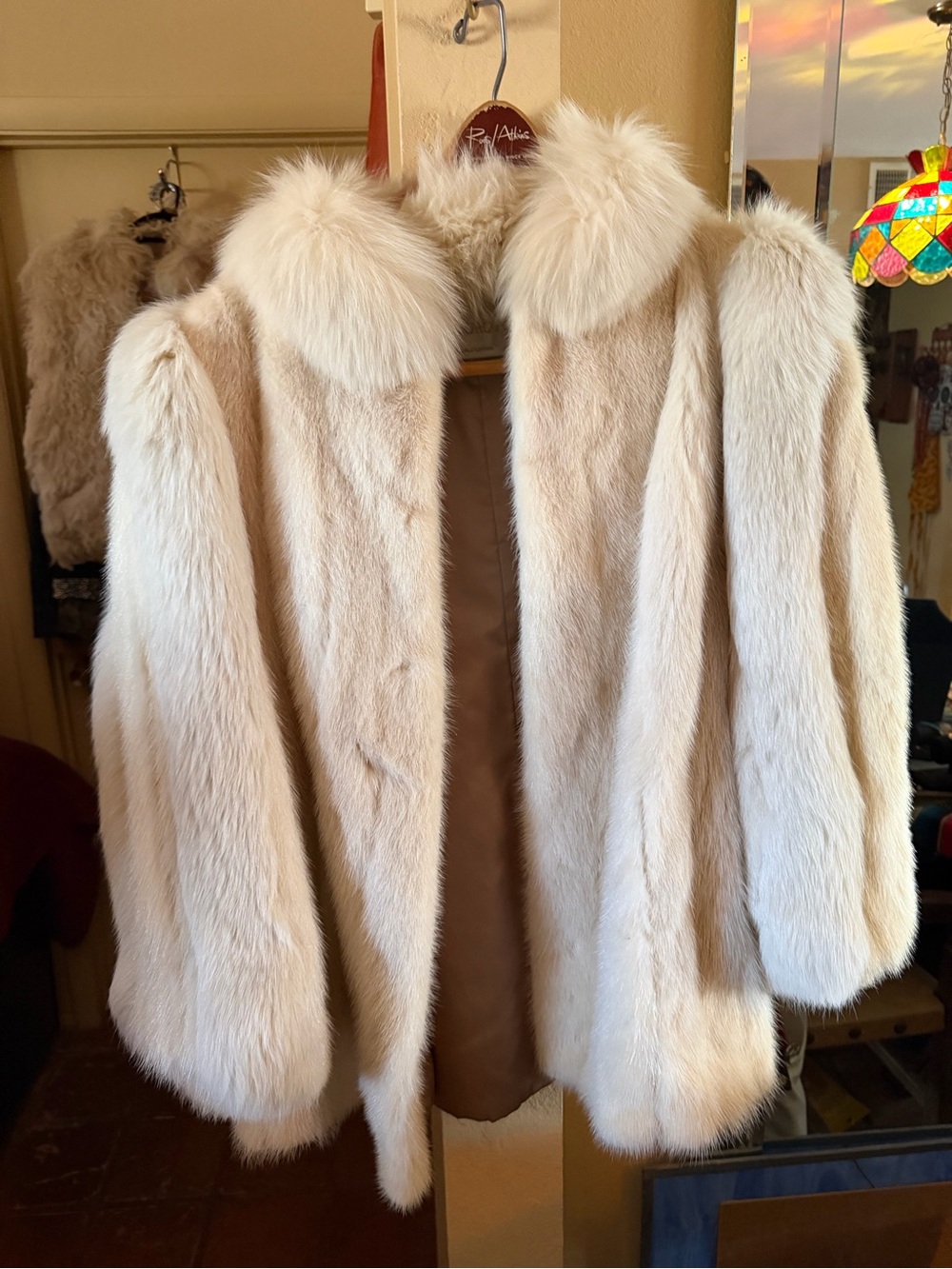 Gorgeous White Mink & Fox Fur Coat